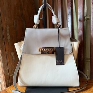 Zac Posen Eartha Leather Top Handle Crossbody Bag Cream NWT